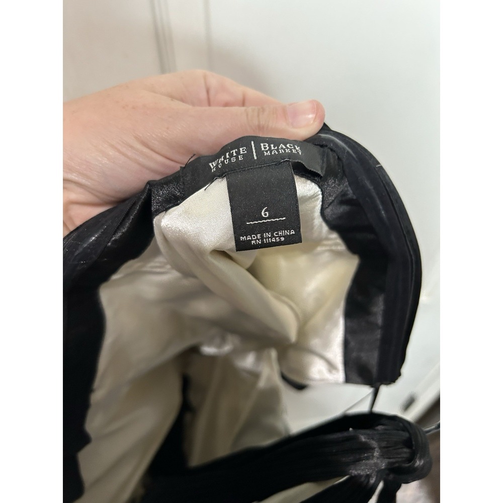 White House Black Market Silk Bustier Halter Top Sz 6 black/white Y2K Club - Picture 5 of 6